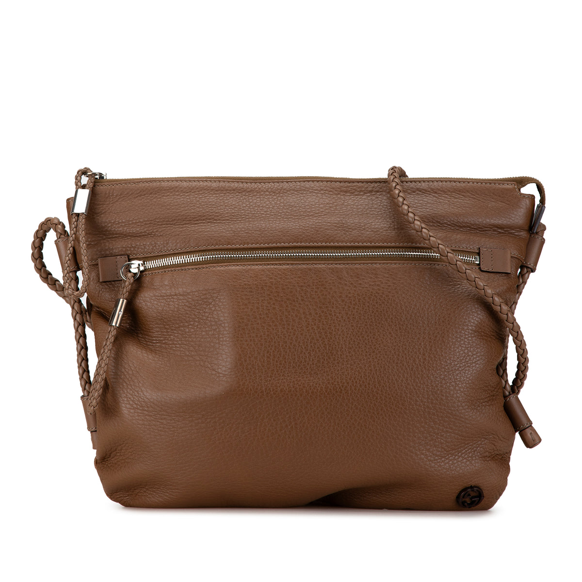 Medium Leather Interlocking G Braided Strap Crossbody