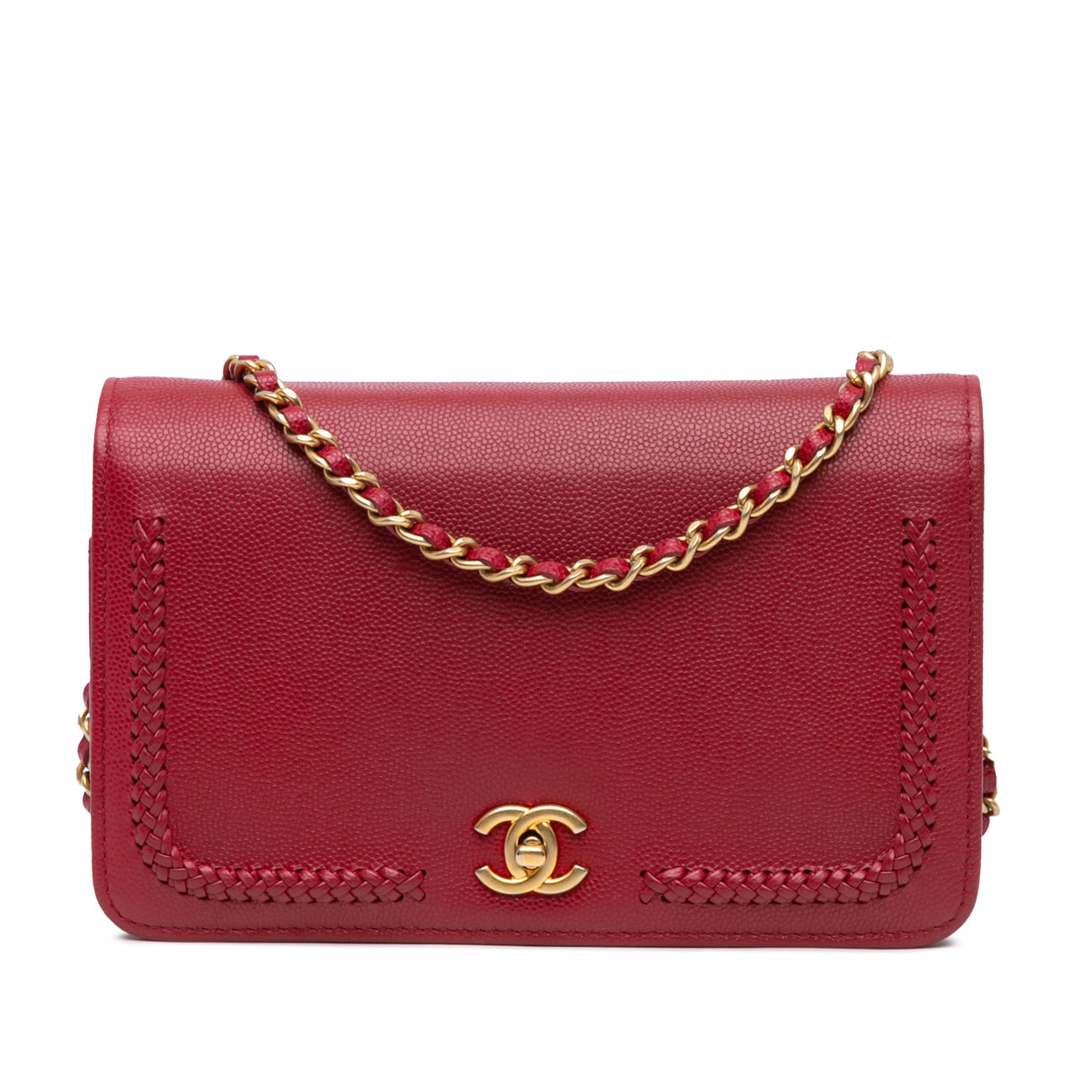 CC Caviar Braided Trim Wallet On Chain