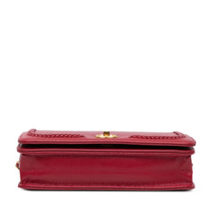 CC Caviar Braided Trim Wallet On Chain