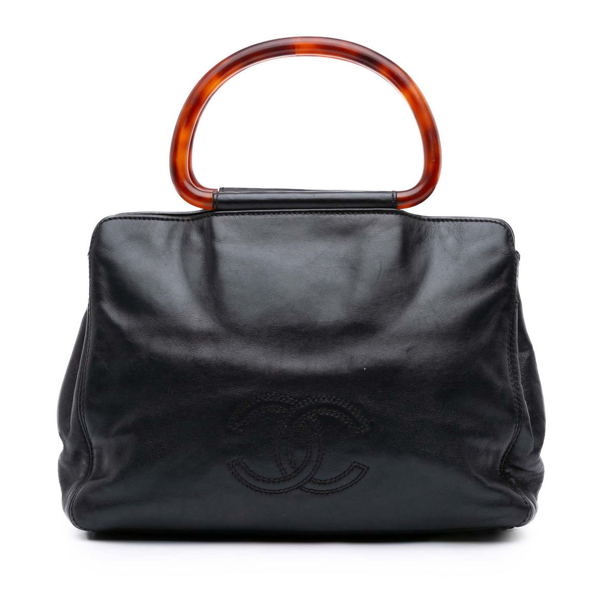 CC Lambskin Tortoise Top Handle Tote