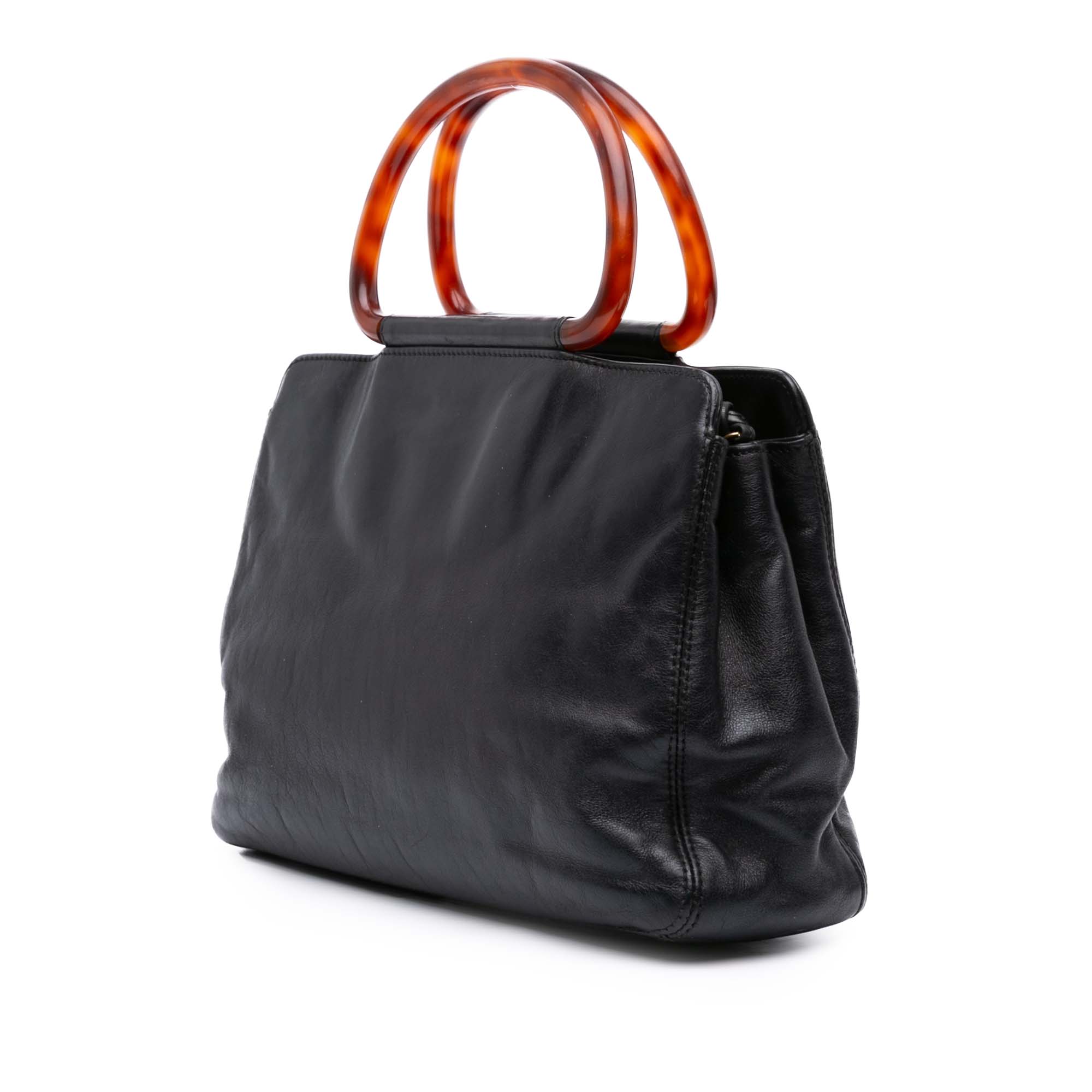 CC Lambskin Tortoise Top Handle Tote