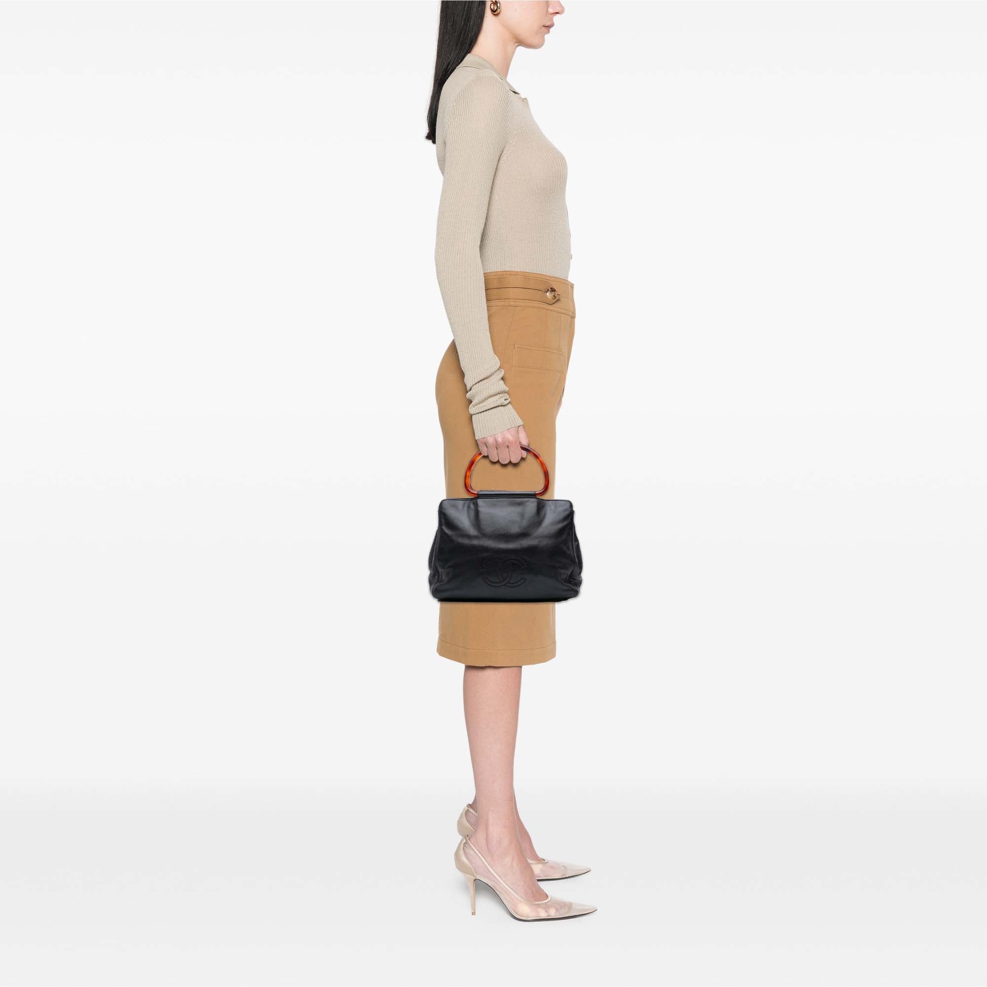 CC Lambskin Tortoise Top Handle Tote