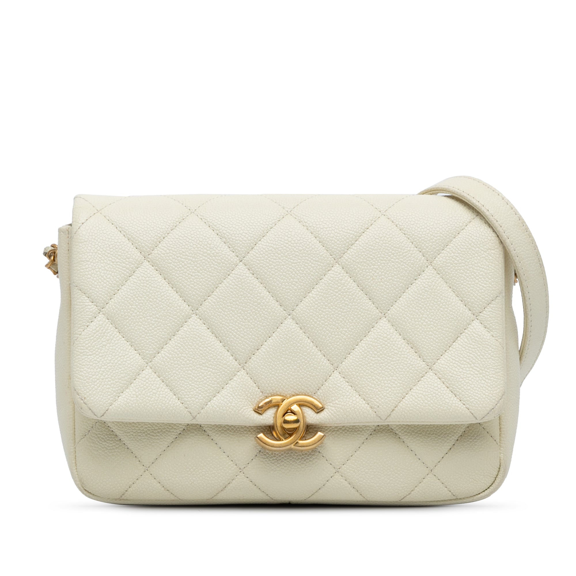 Small Quilted Caviar Chain Melody Flap
