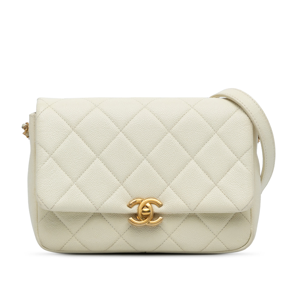 Small Quilted Caviar Chain Melody Flap