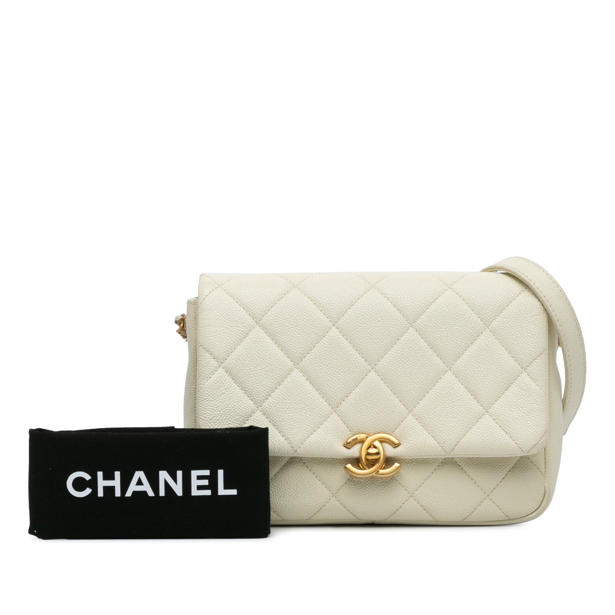 Small Quilted Caviar Chain Melody Flap