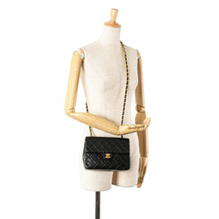 Small Square Quilted Lambskin Flap