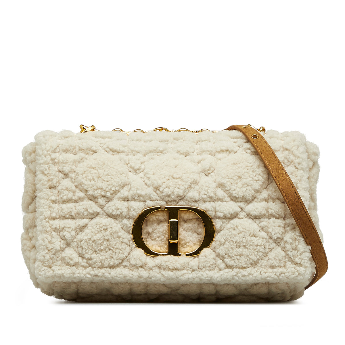 Medium Shearling Cannage Caro Bag_0