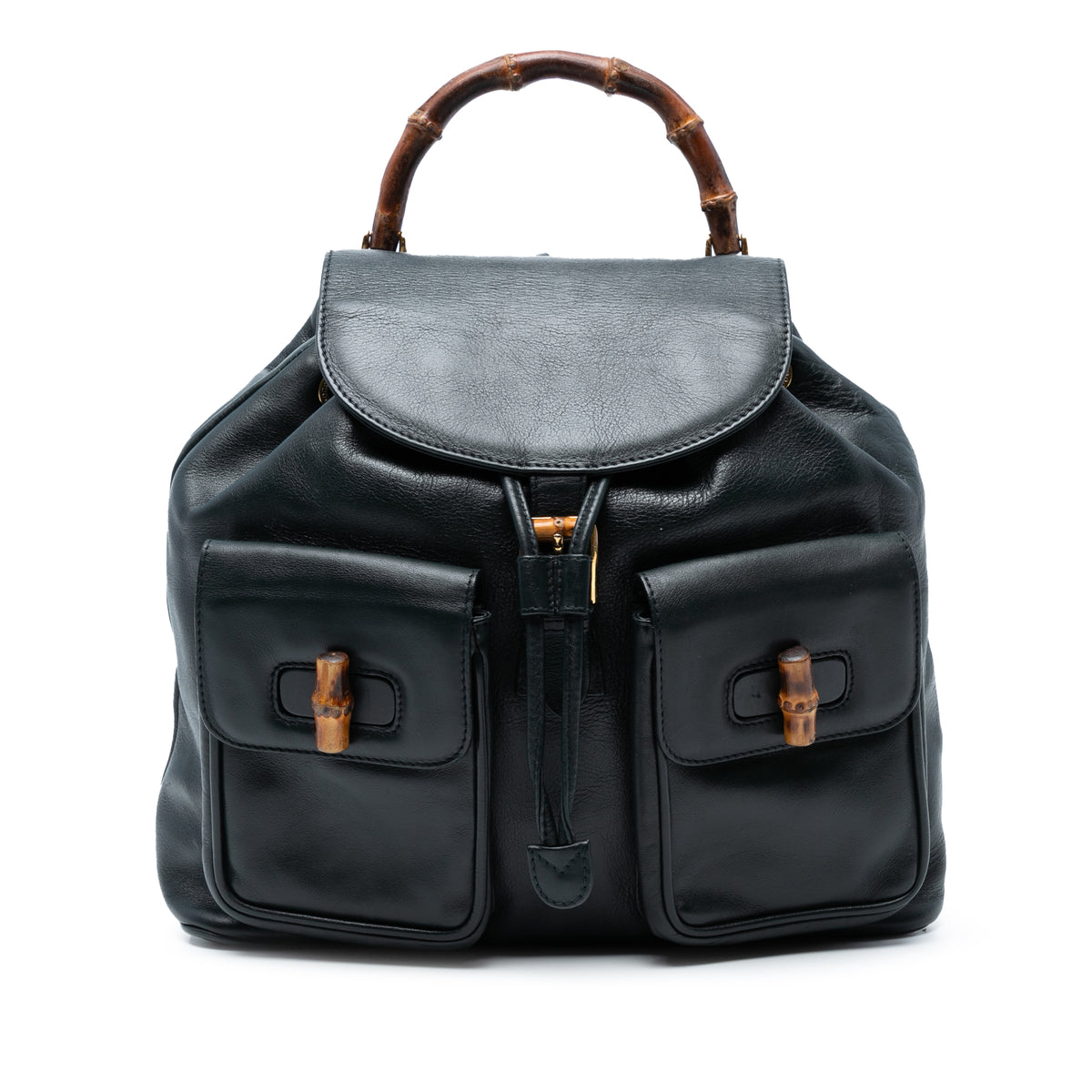 Calfskin Bamboo Drawstring Backpack