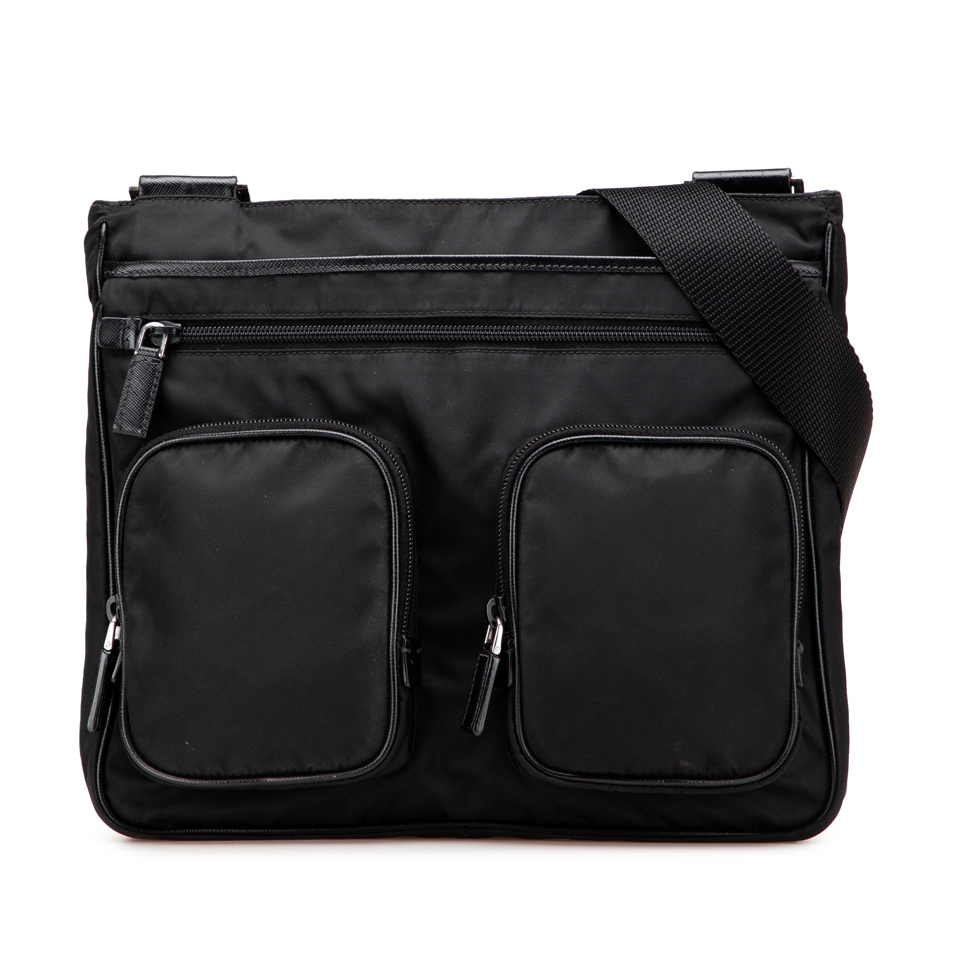 Saffiano Trimmed Tessuto Zip Top Crossbody