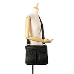 Saffiano Trimmed Tessuto Zip Top Crossbody