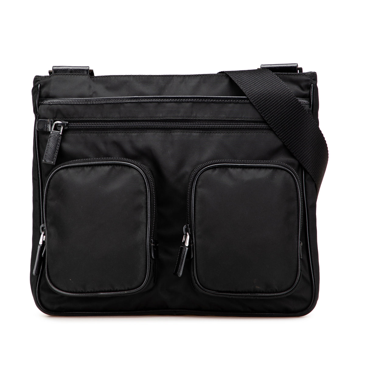 Saffiano Trimmed Tessuto Zip Top Crossbody