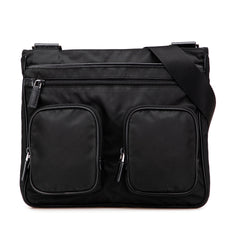 Saffiano Trimmed Tessuto Zip Top Crossbody