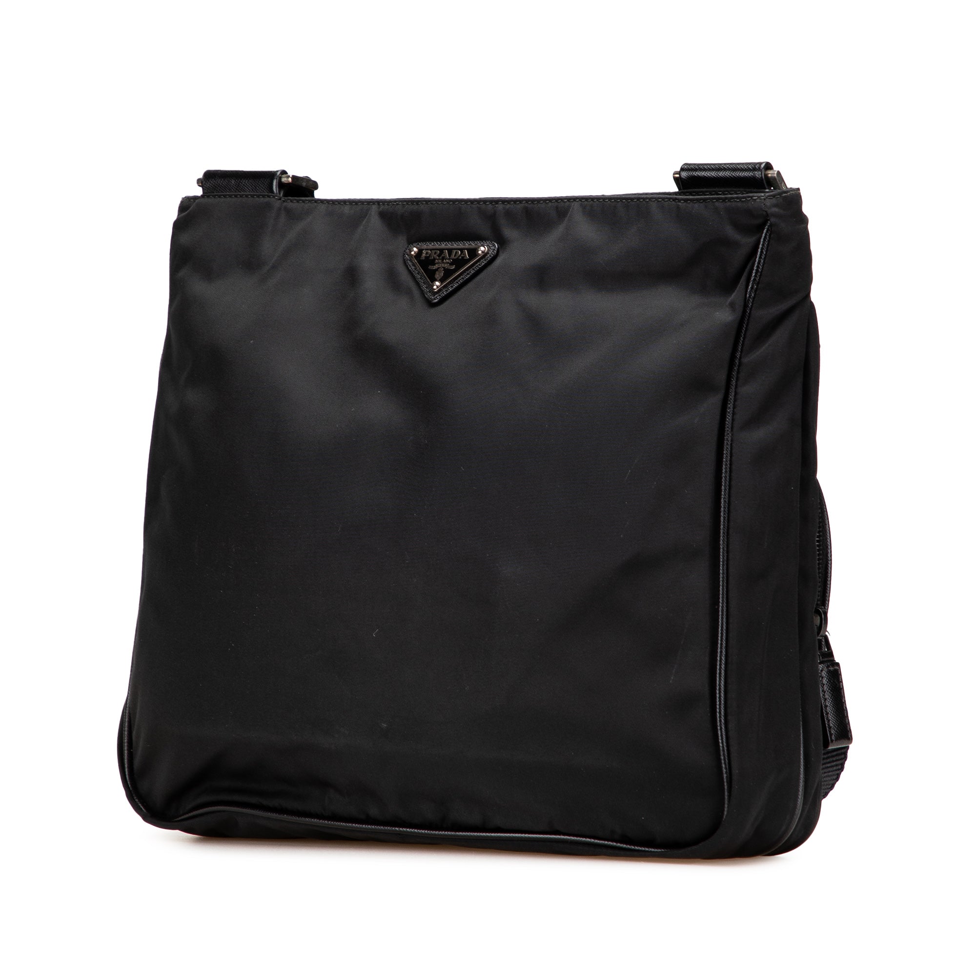 Saffiano Trimmed Tessuto Zip Top Crossbody