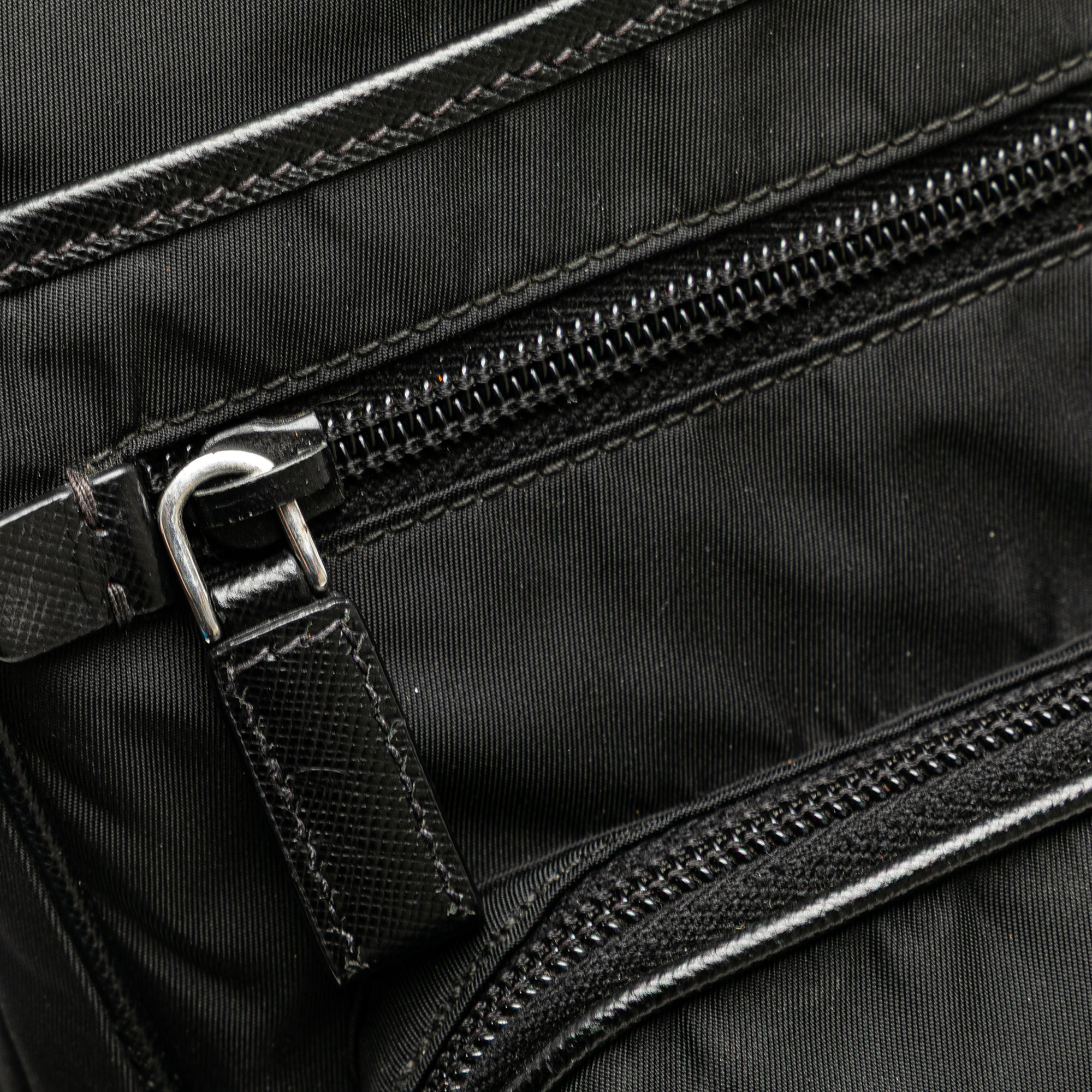 Saffiano Trimmed Tessuto Zip Top Crossbody