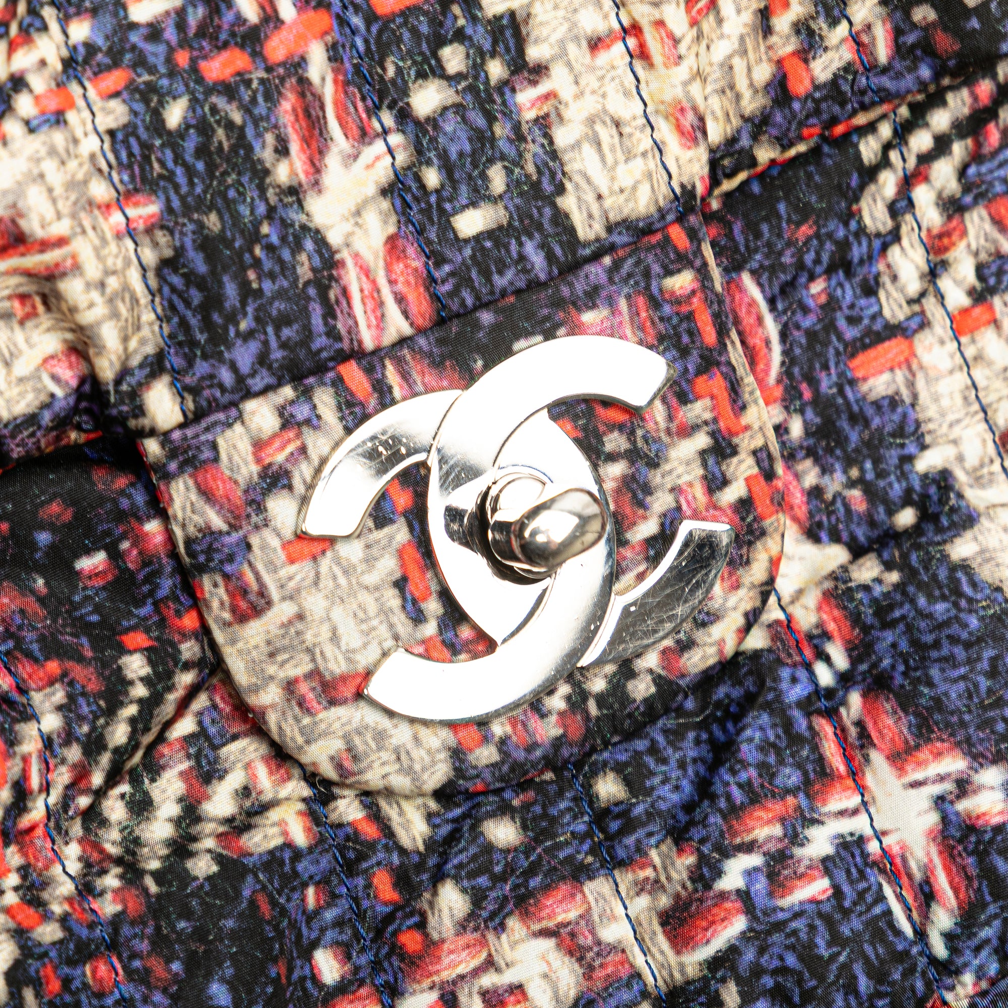 CC Nylon Tweed Print Single Flap