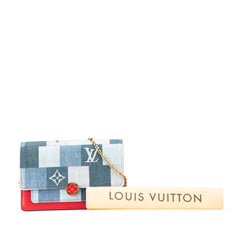 Monogram Denim Patchwork Fiore Chain Wallet