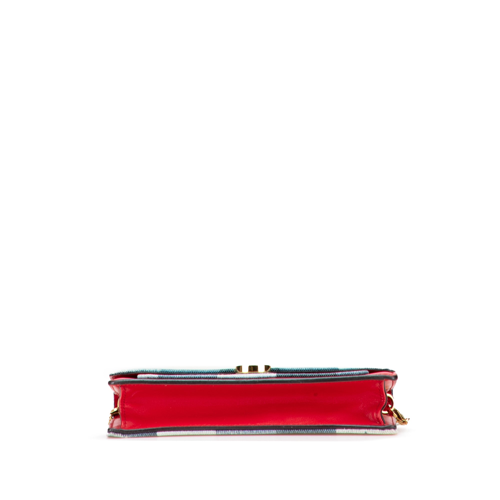 Monogram Denim Patchwork Fiore Chain Wallet
