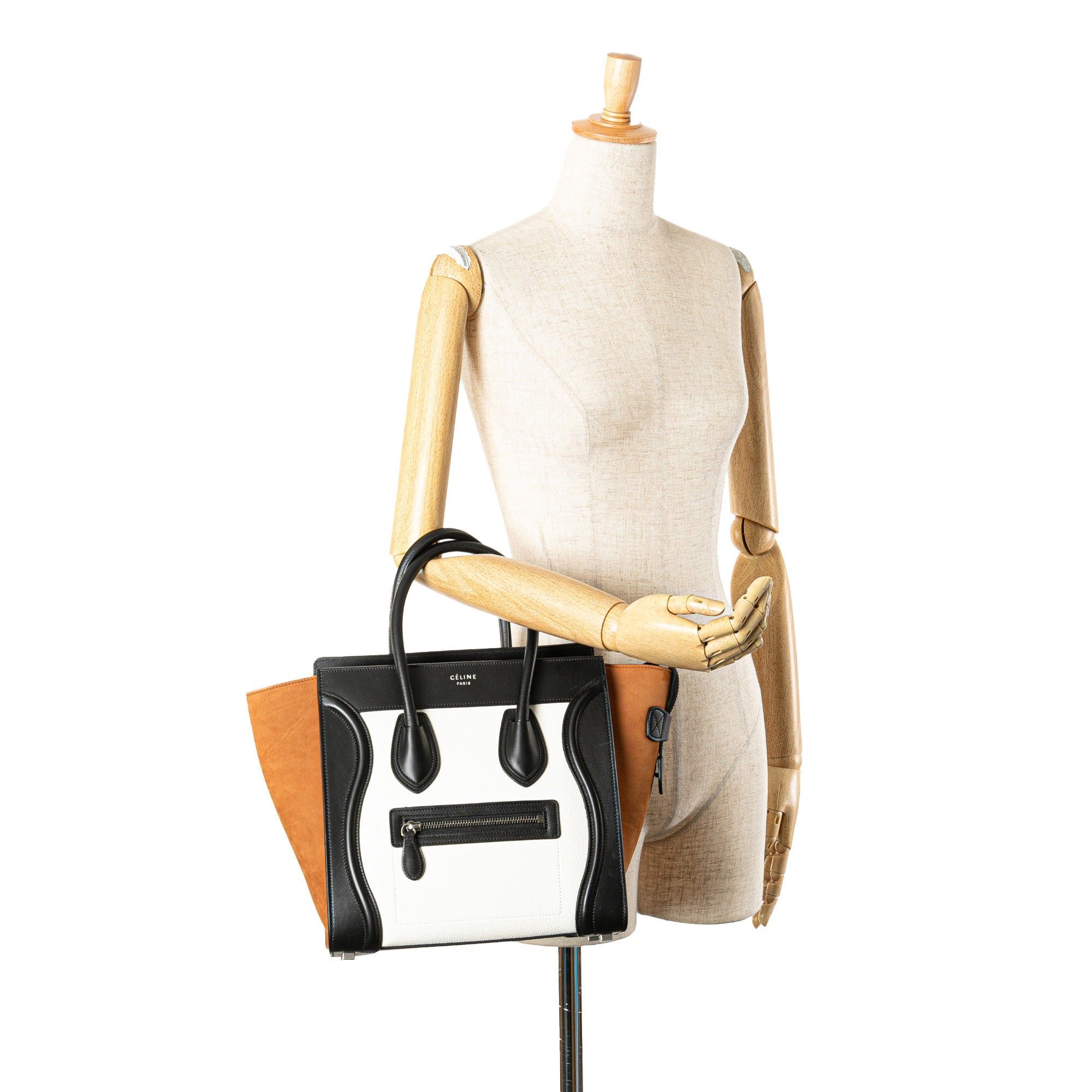 Micro Tricolor Nubuck and Calfskin Luggage Tote