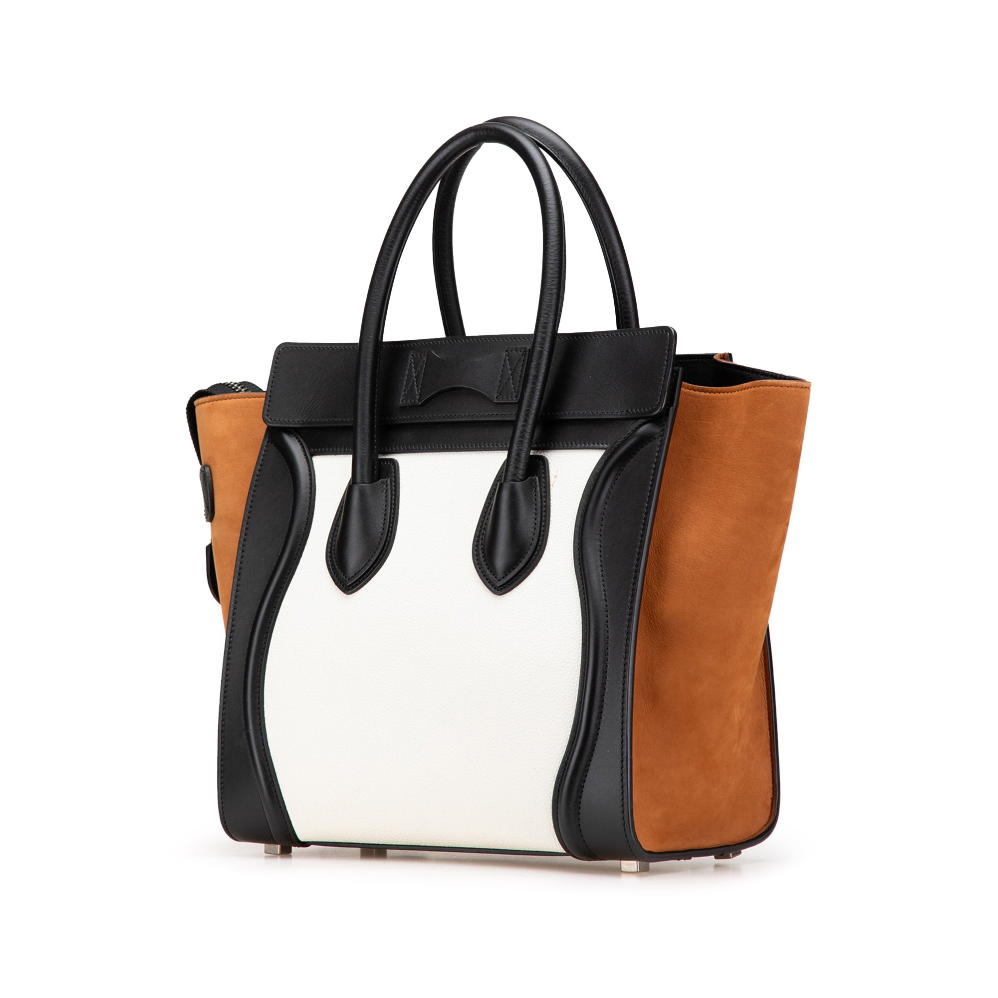 Micro Tricolor Nubuck and Calfskin Luggage Tote
