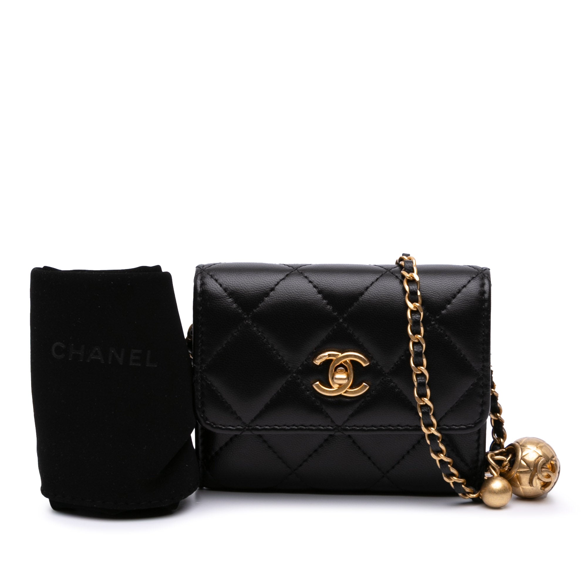 Quilted Lambskin Pearl Crush Clutch With Chain