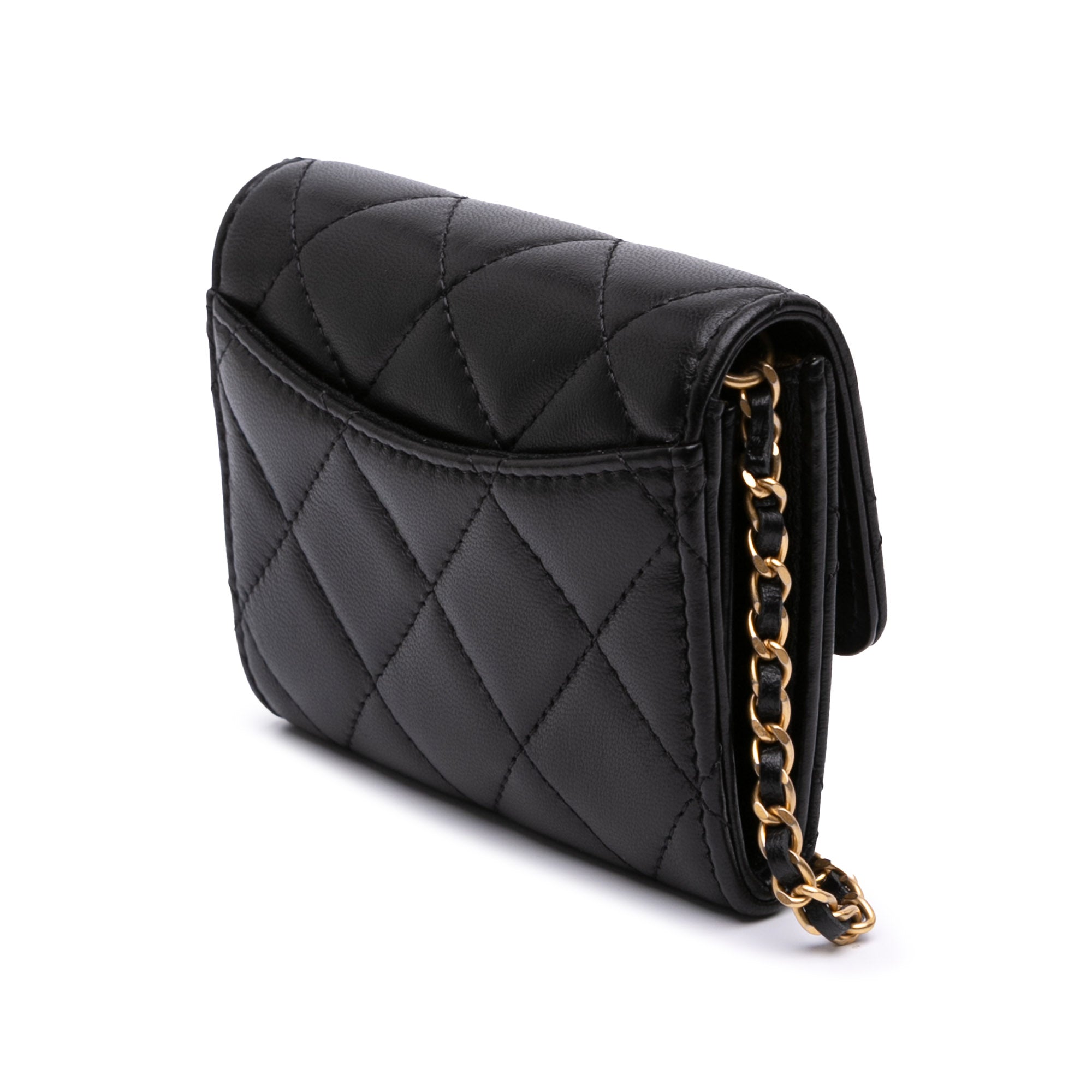Quilted Lambskin Pearl Crush Clutch With Chain
