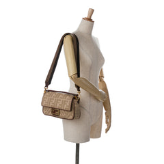 Zucca Embroidered Canvas Baguette Satchel