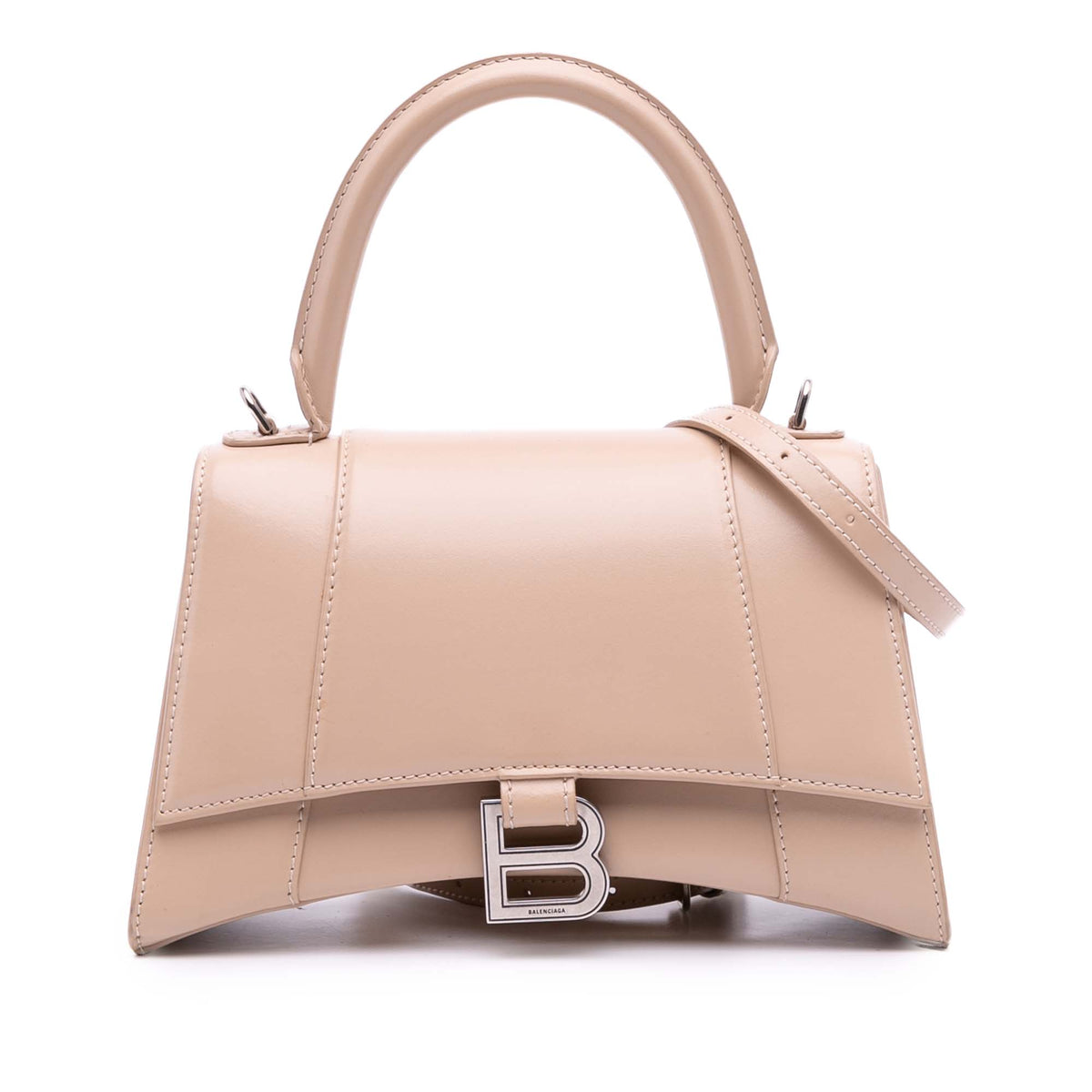 Small Leather Hourglass Top Handle Bag