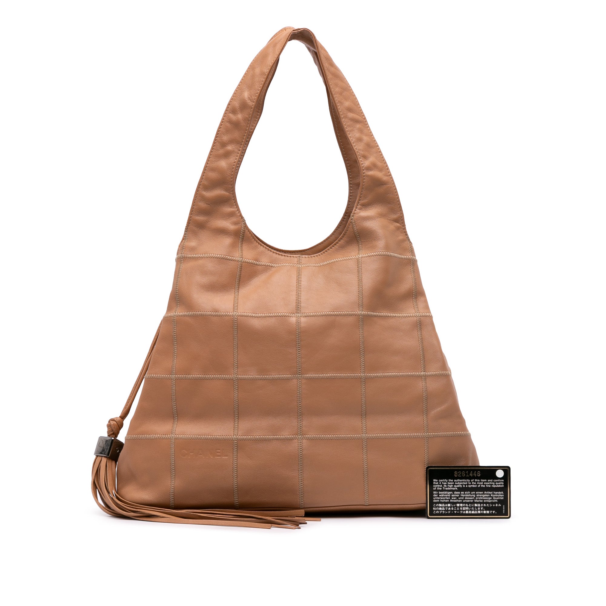 Calfskin Square Stitch Tassel Hobo