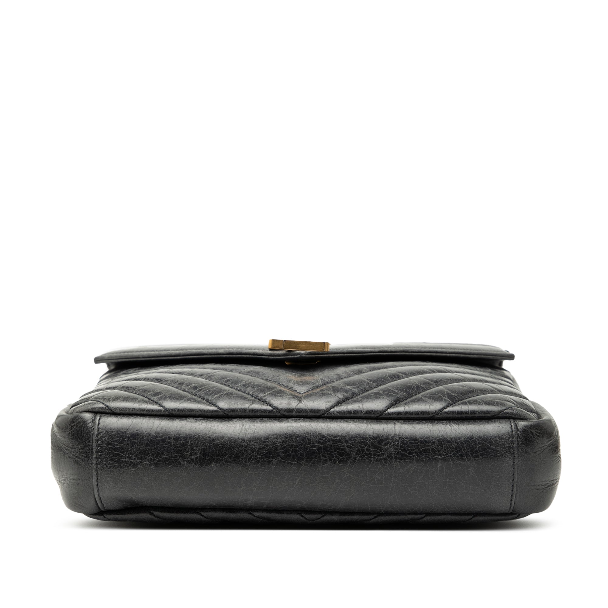 Medium Chevron Sheepskin Monogram College Satchel