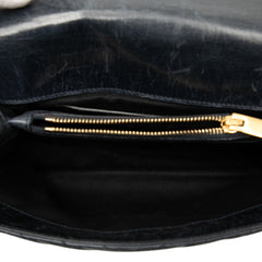 Medium Chevron Sheepskin Monogram College Satchel