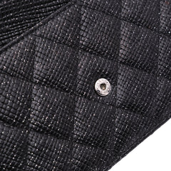 CC Quilted Glittered Calfskin Wallet On Chain