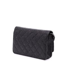 CC Quilted Glittered Calfskin Wallet On Chain