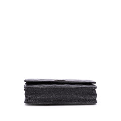 CC Quilted Glittered Calfskin Wallet On Chain