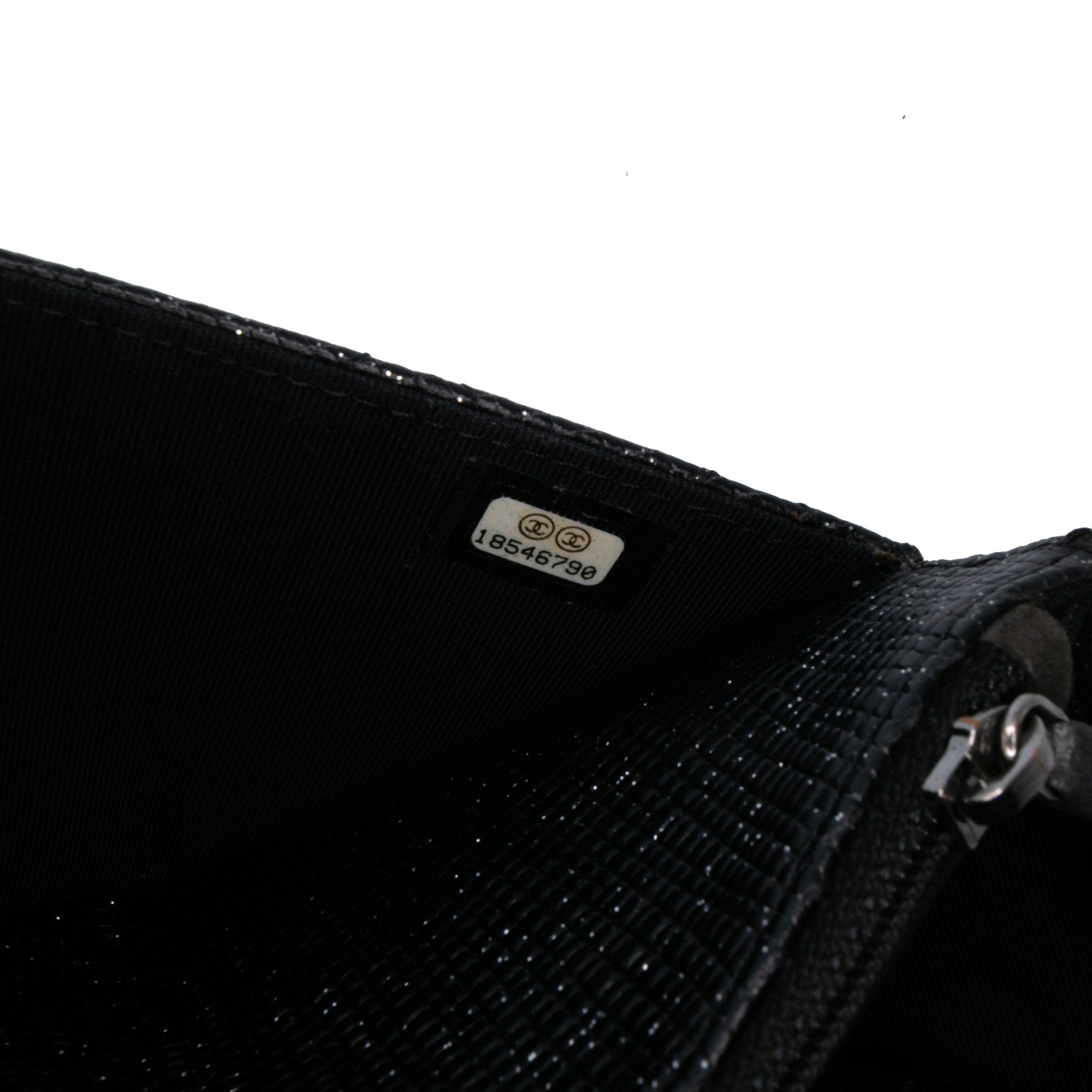 CC Quilted Glittered Calfskin Wallet On Chain