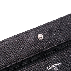 CC Quilted Glittered Calfskin Wallet On Chain
