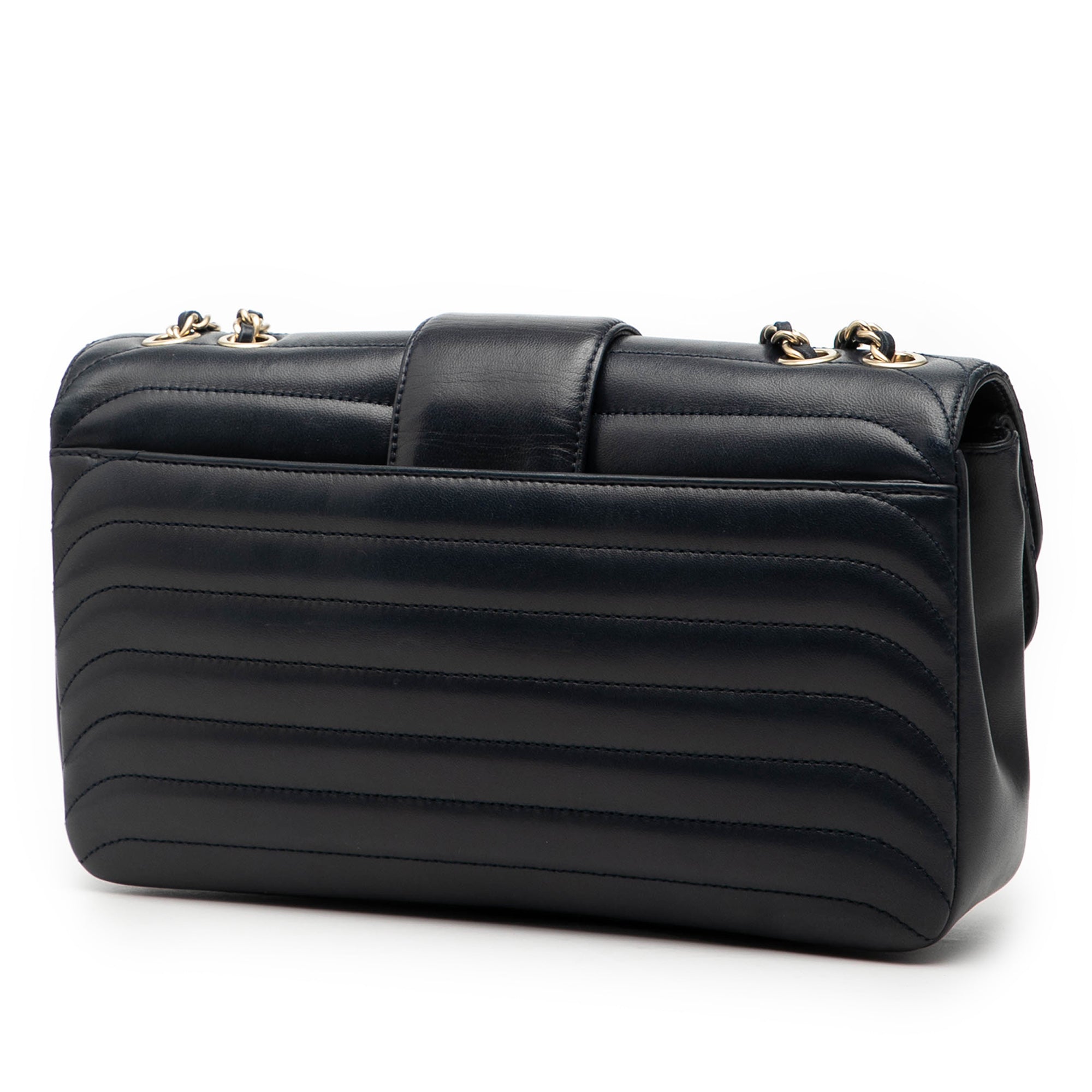 CC Horizontal Quilted Lambskin Double Flap