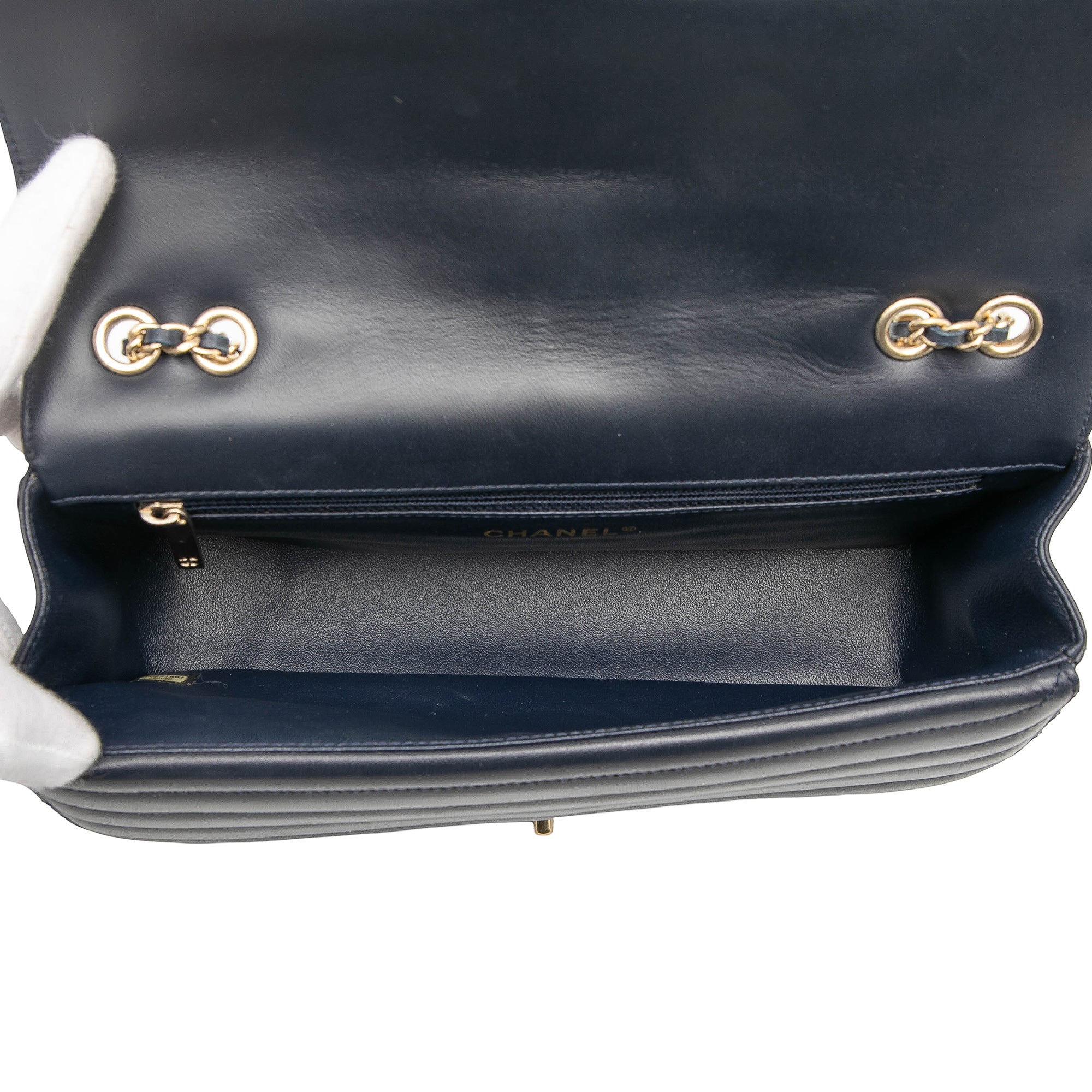 CC Horizontal Quilted Lambskin Double Flap