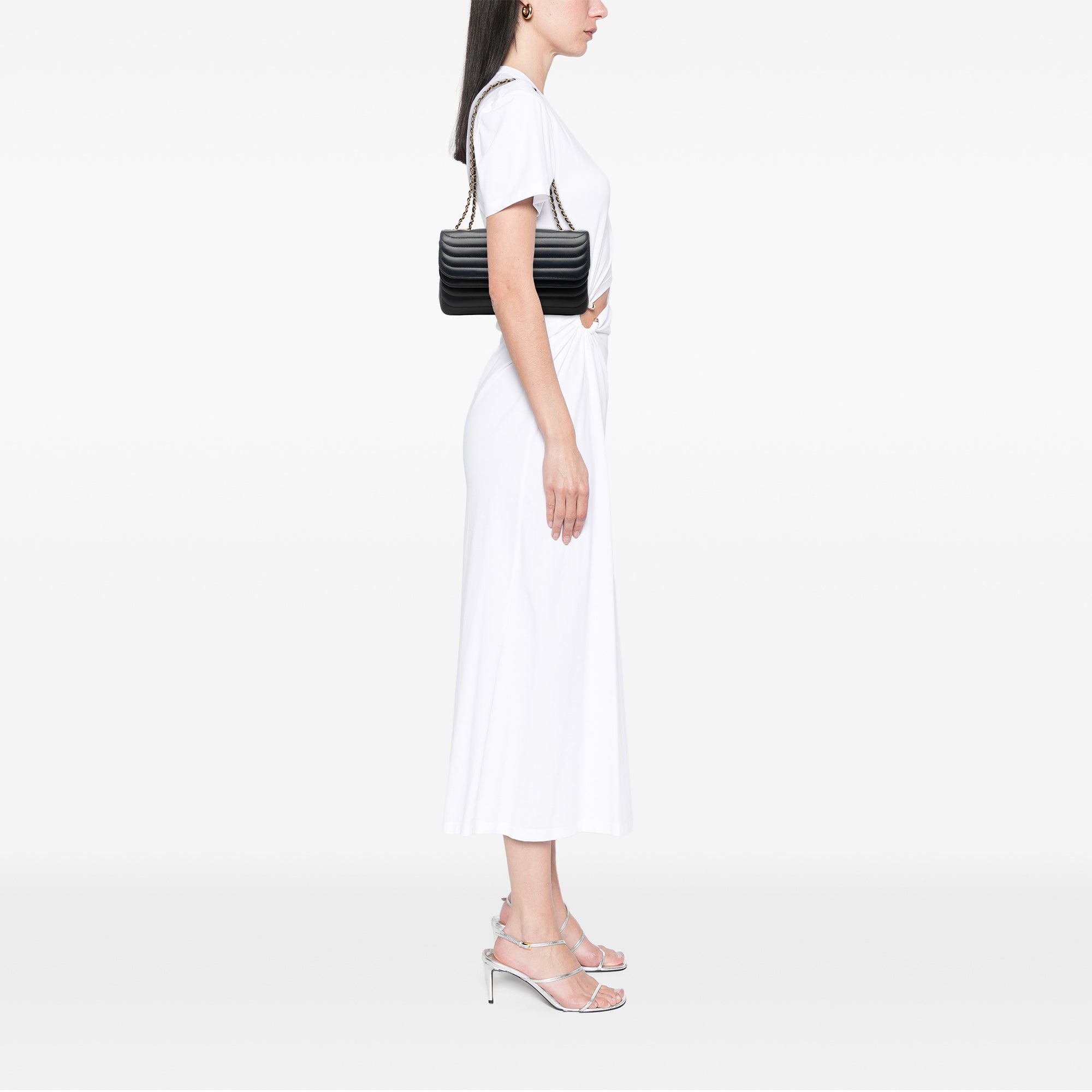 CC Horizontal Quilted Lambskin Double Flap