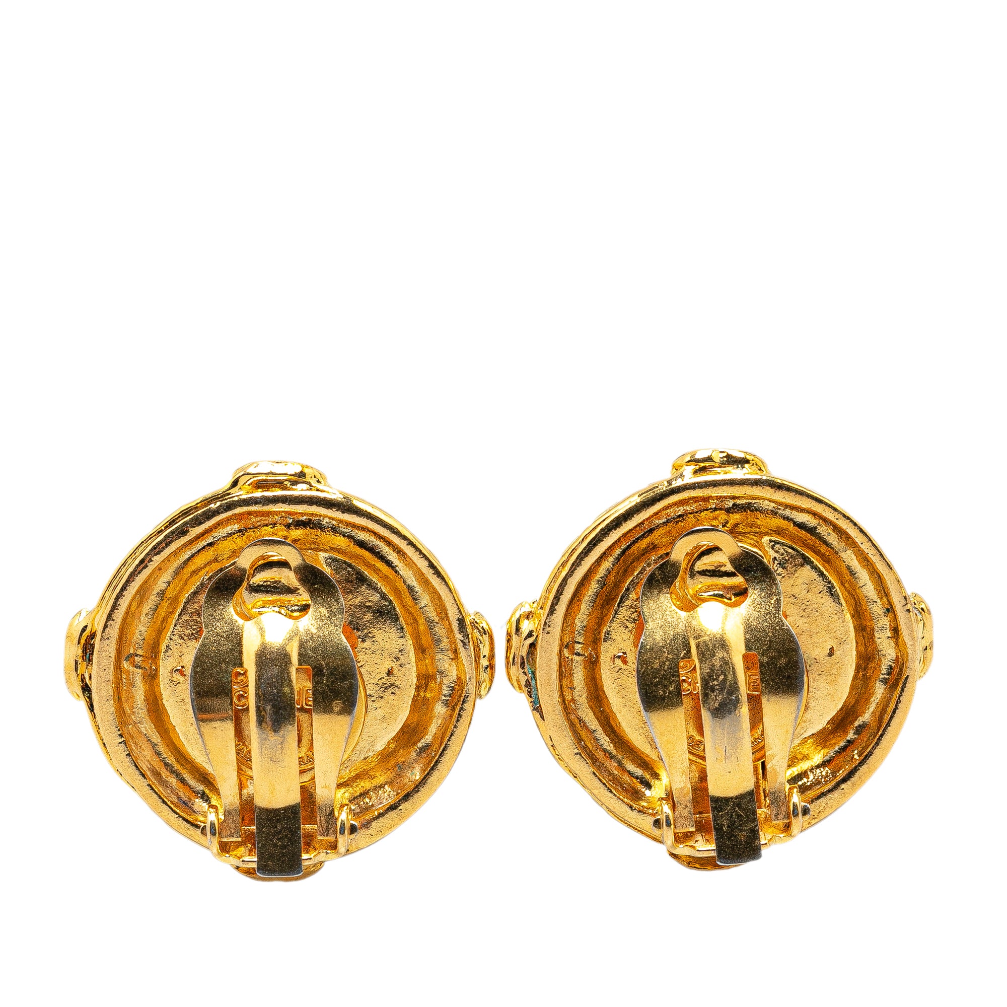 Gold Plated CC Clip On Earrings