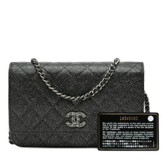 Quilted Glitter Calfskin Wallet on Chain