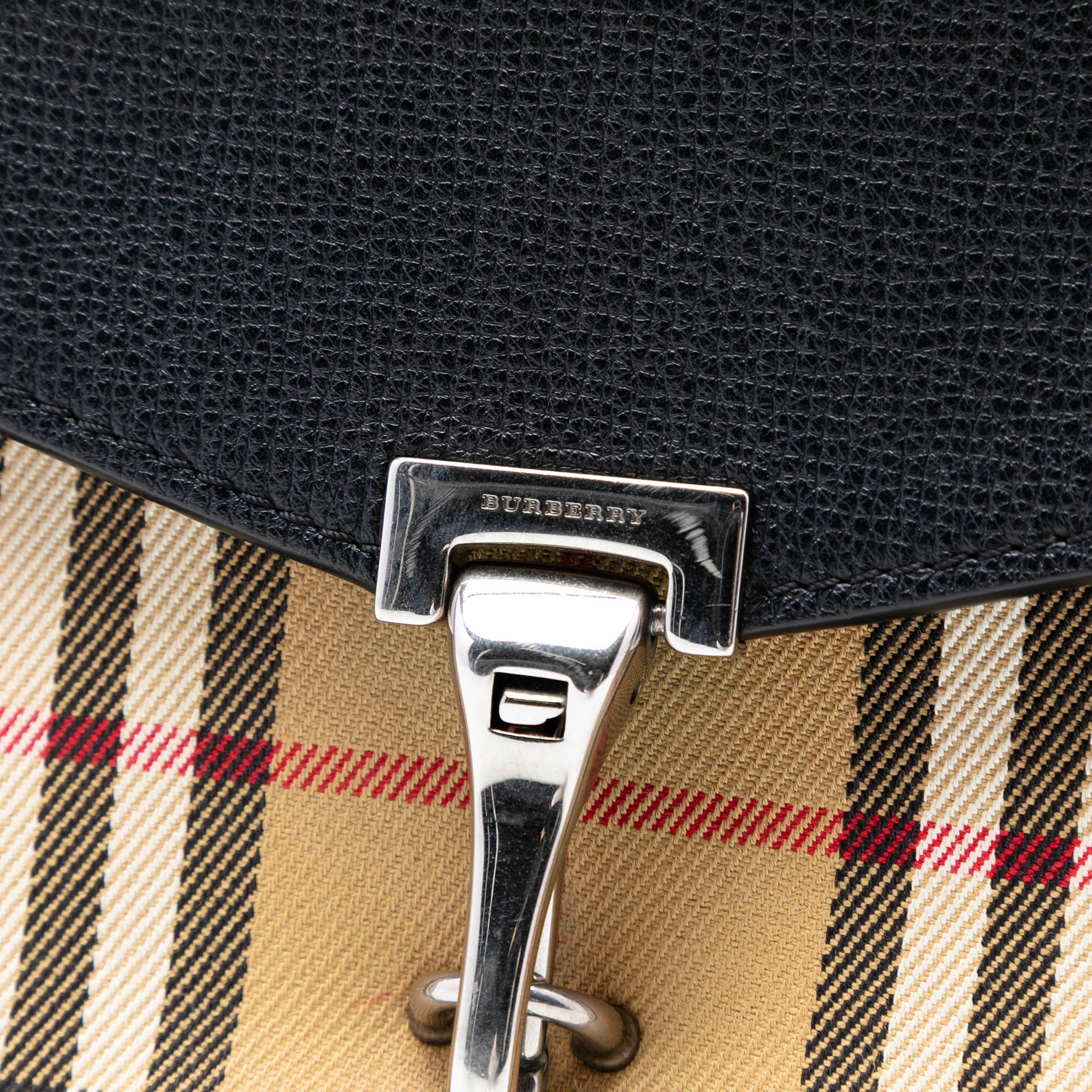 Small Leather and House Check Canvas Derby Macken Crossbody