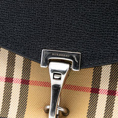 Small Leather and House Check Canvas Derby Macken Crossbody