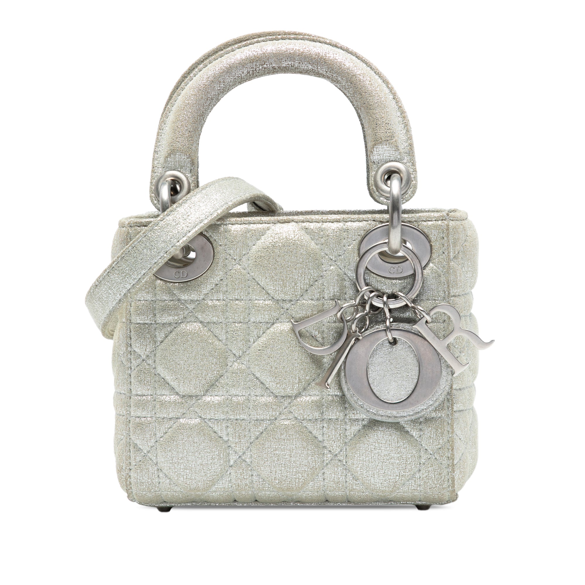 Micro Metallic Calfskin Cannage Lady Dior