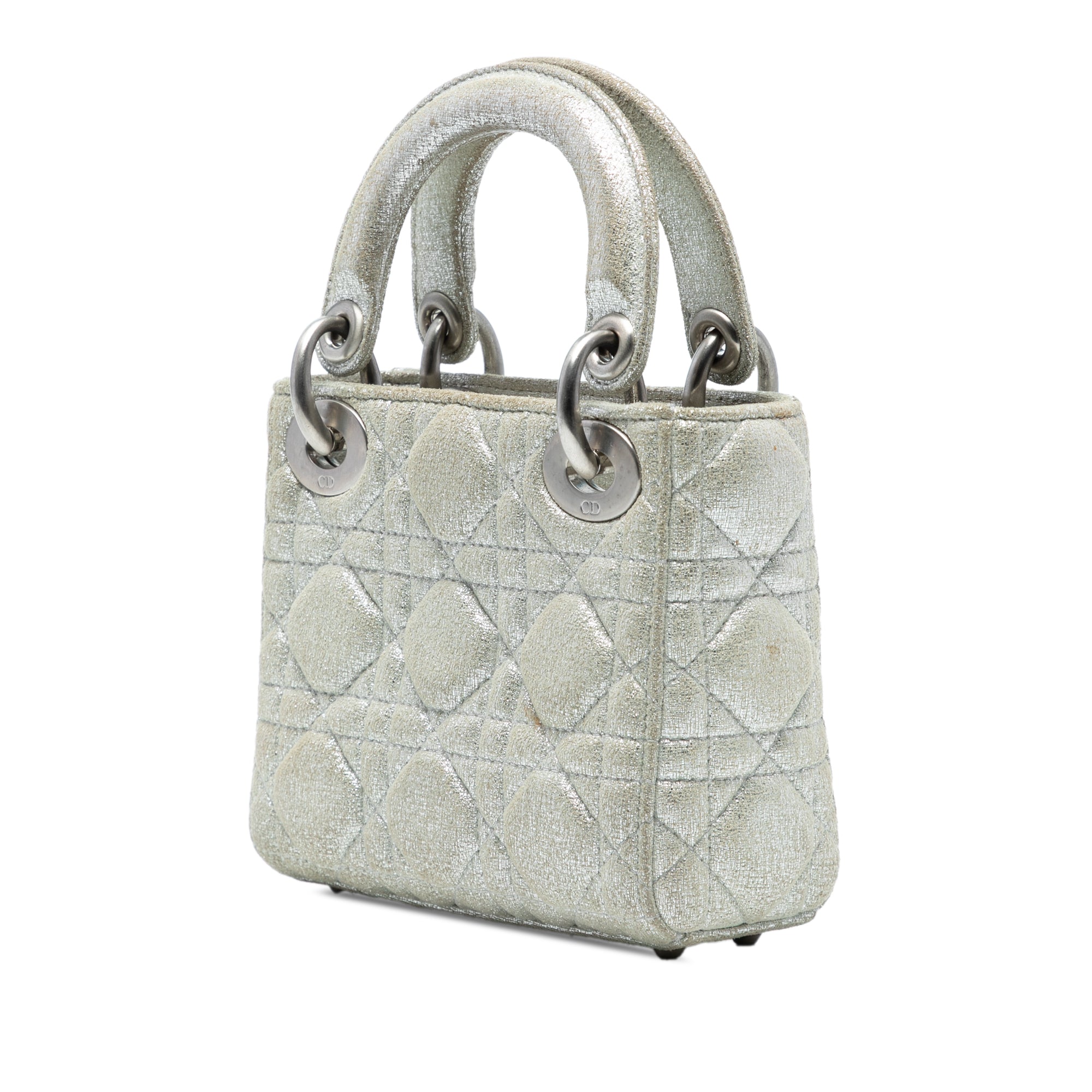 Micro Metallic Calfskin Cannage Lady Dior