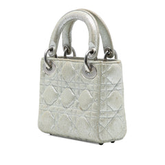 Micro Metallic Calfskin Cannage Lady Dior