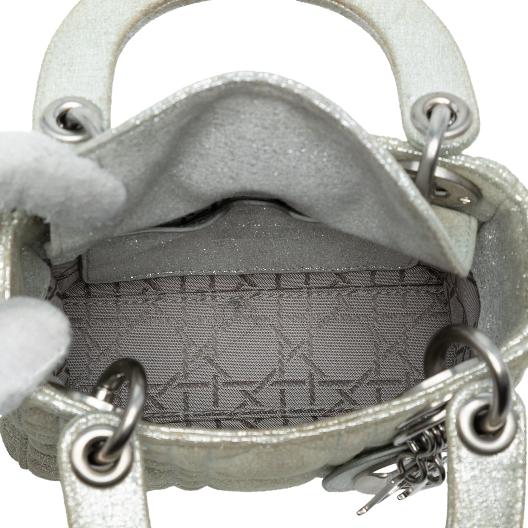 Micro Metallic Calfskin Cannage Lady Dior