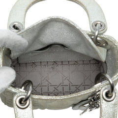 Micro Metallic Calfskin Cannage Lady Dior
