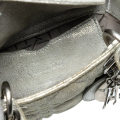 Micro Metallic Calfskin Cannage Lady Dior