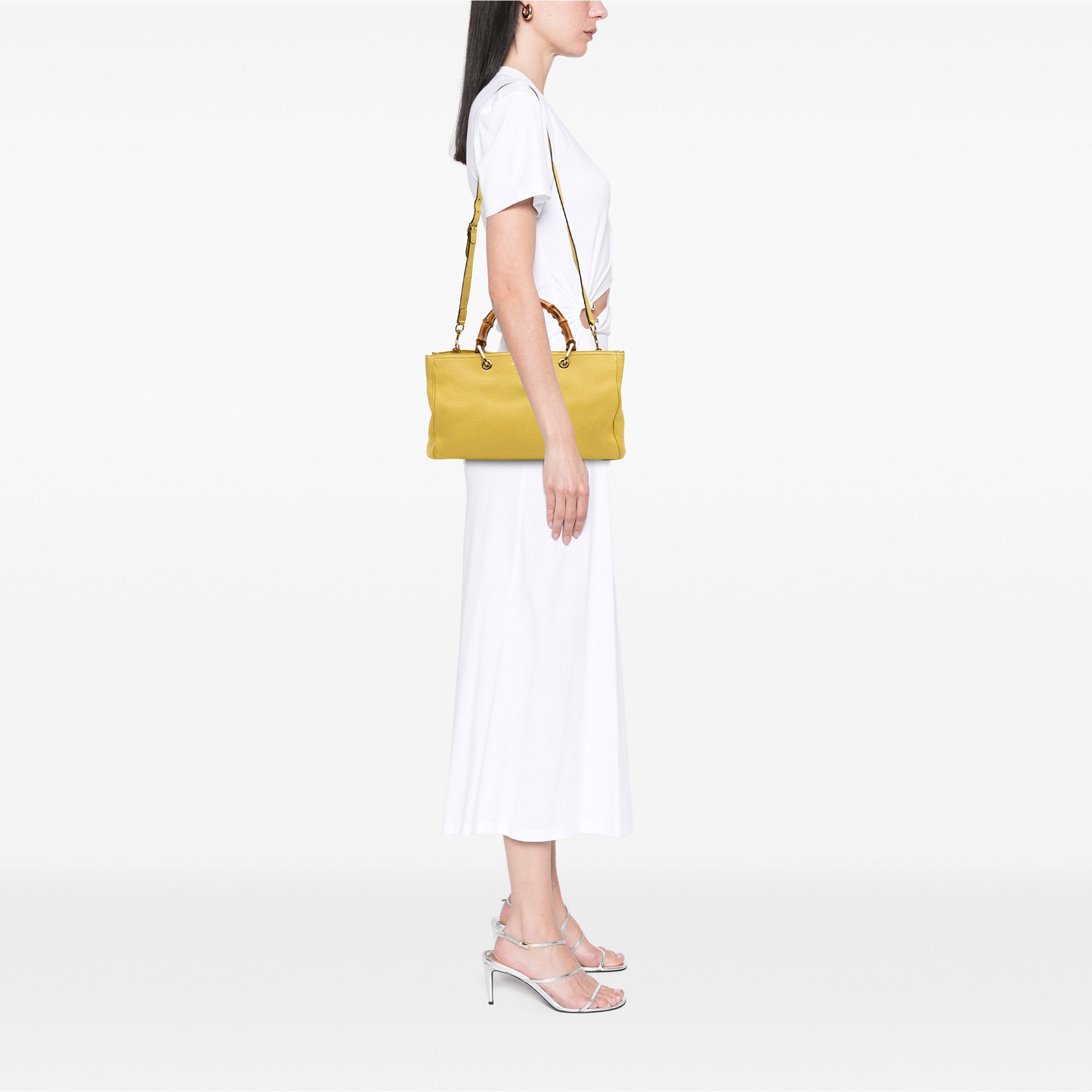 Medium Calfskin Bamboo Shopper Satchel