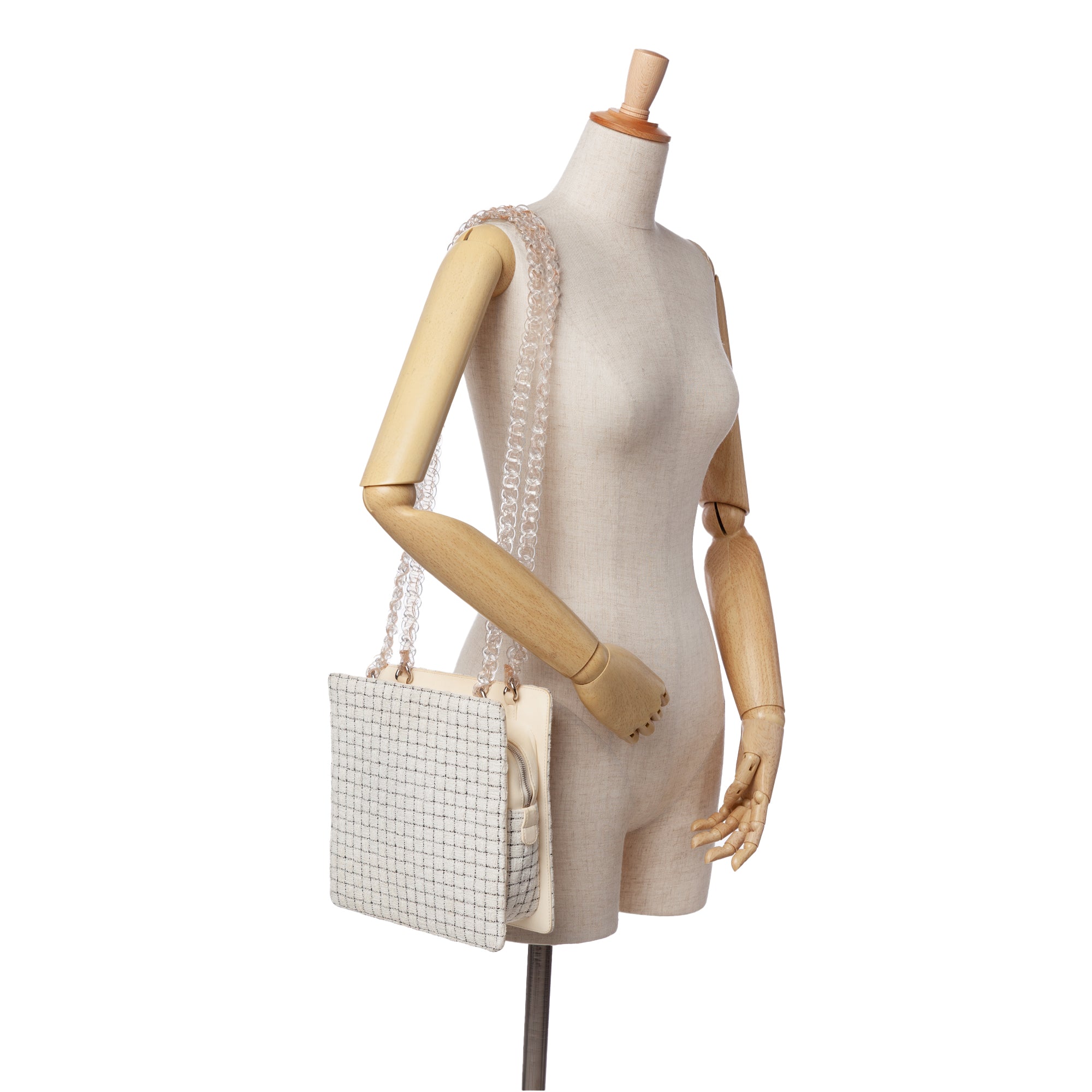 Small Tweed and Resin Zipped Shopping Bag